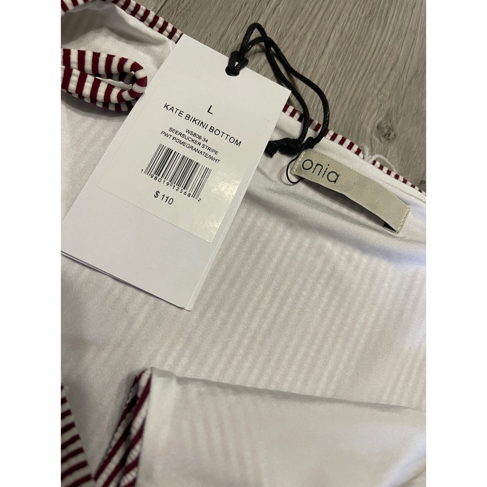 Onia coastal prep red white seersucker bikini bottoms resortwear beachcore - Picture 10 of 13
